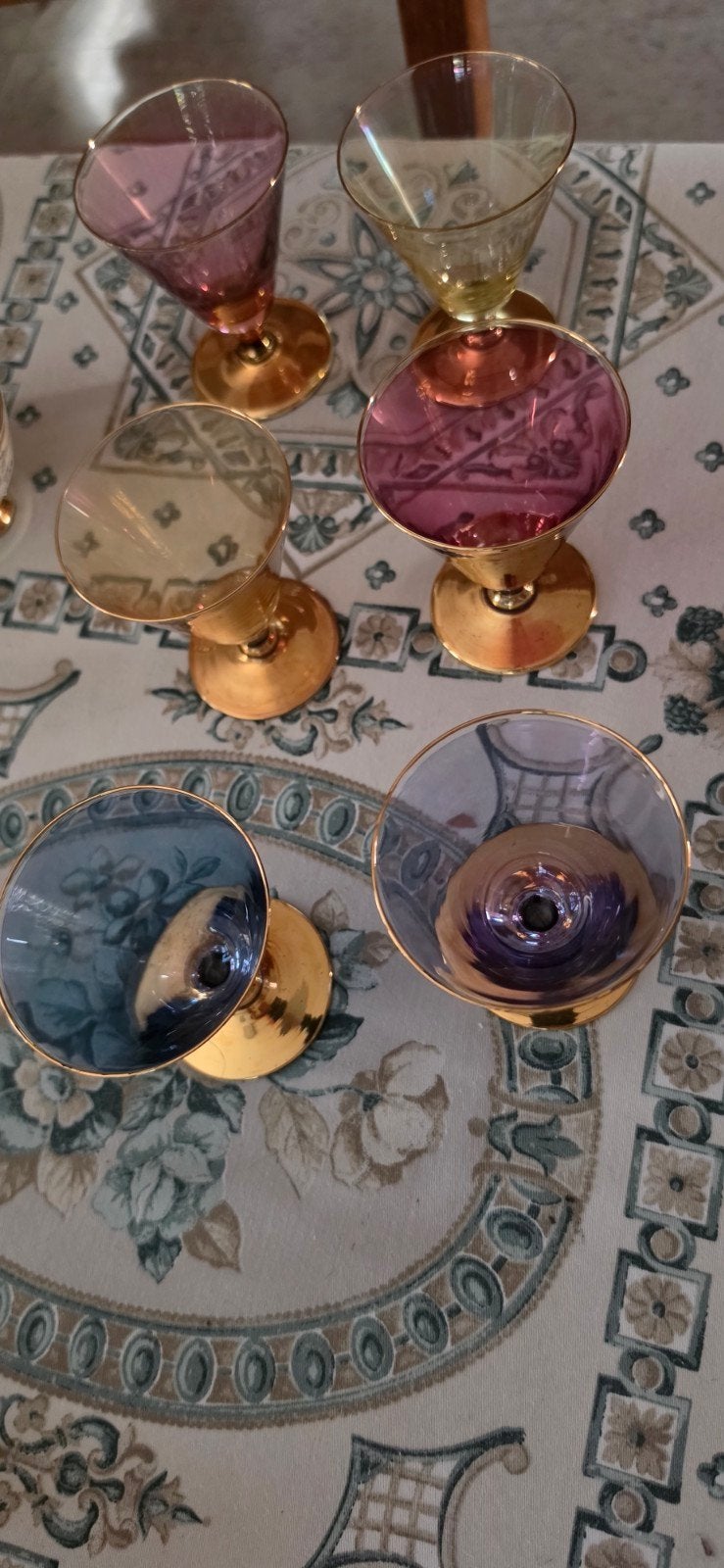 Prachtige set van 6 vintage Harlequin (Arlecchino) glazen, Antiek en Kunst, Ophalen