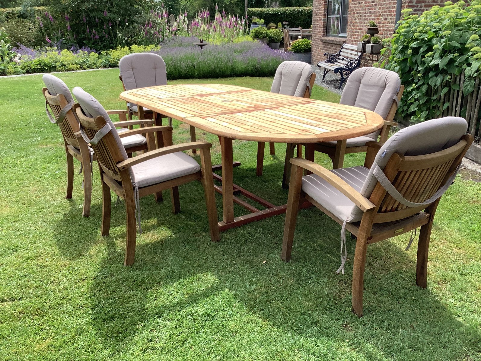 Teakhouten tuinset, Tuin en Terras, Tuinsets en Loungesets, Ophalen, Zo goed als nieuw, Tuinset