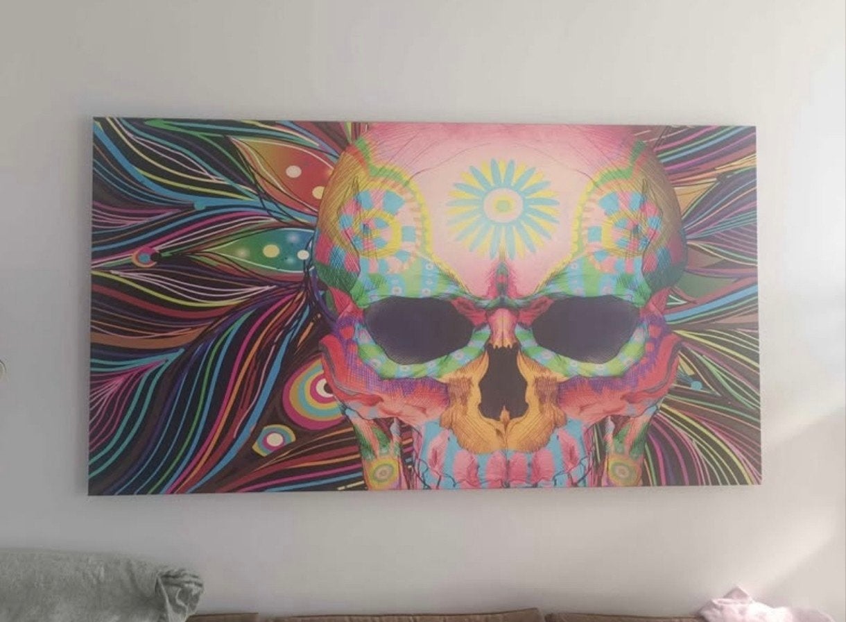 Groot canvas „Mexican Skull” — 200110 cm — perfecte staat, Ophalen, Industrieel, Zo goed als nieuw, 200 cm