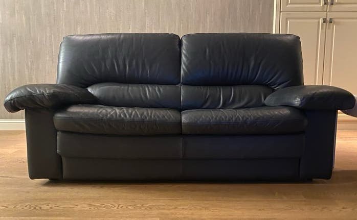2-persoons lederen zetel te koop, Ophalen, Gebruikt, Tweepersoons, Leer