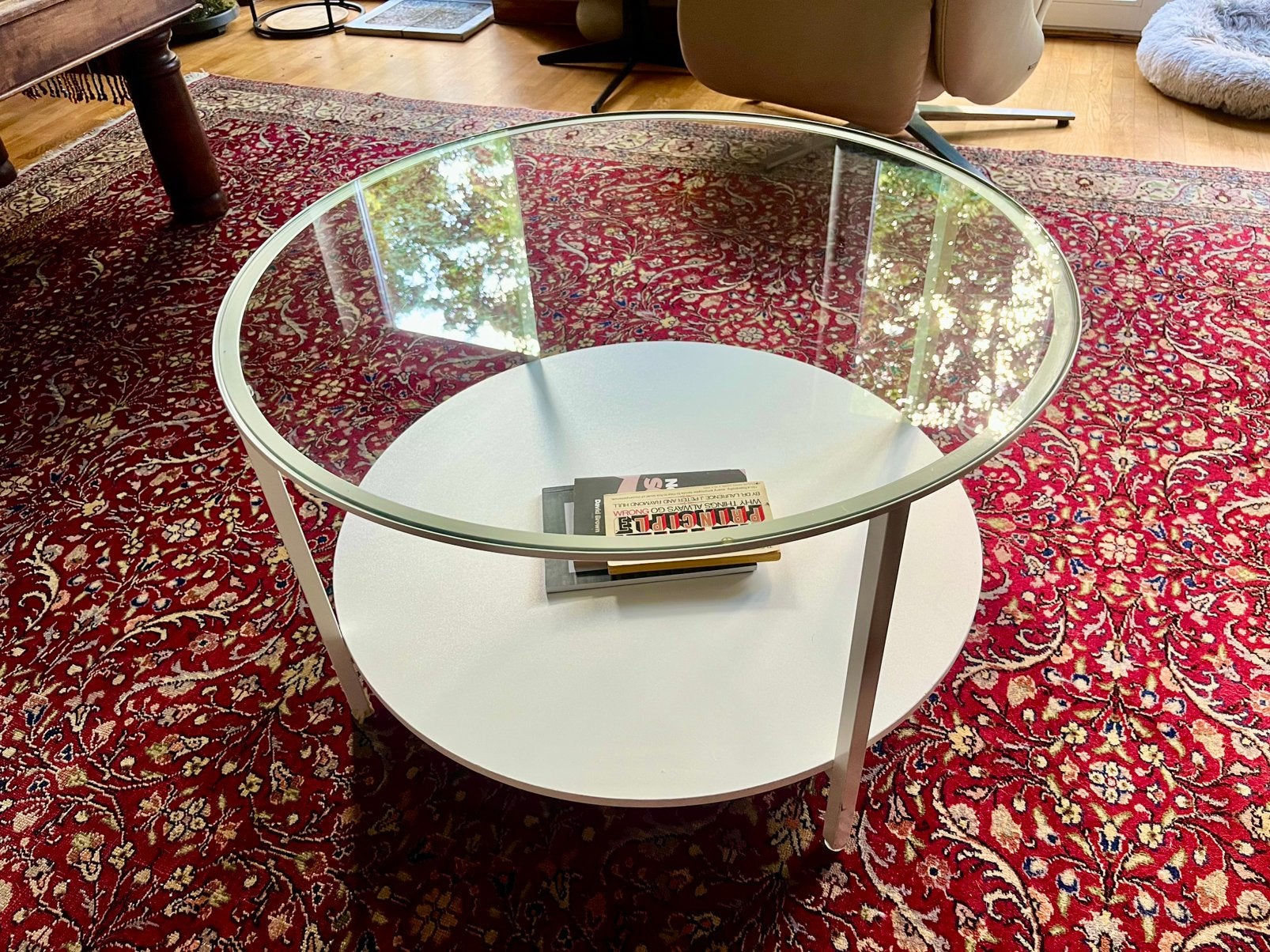 Table basse ronde épurée – Verre trempé  Ø 75 cm, Plateau, Comme neuf, Verre, Enlèvement