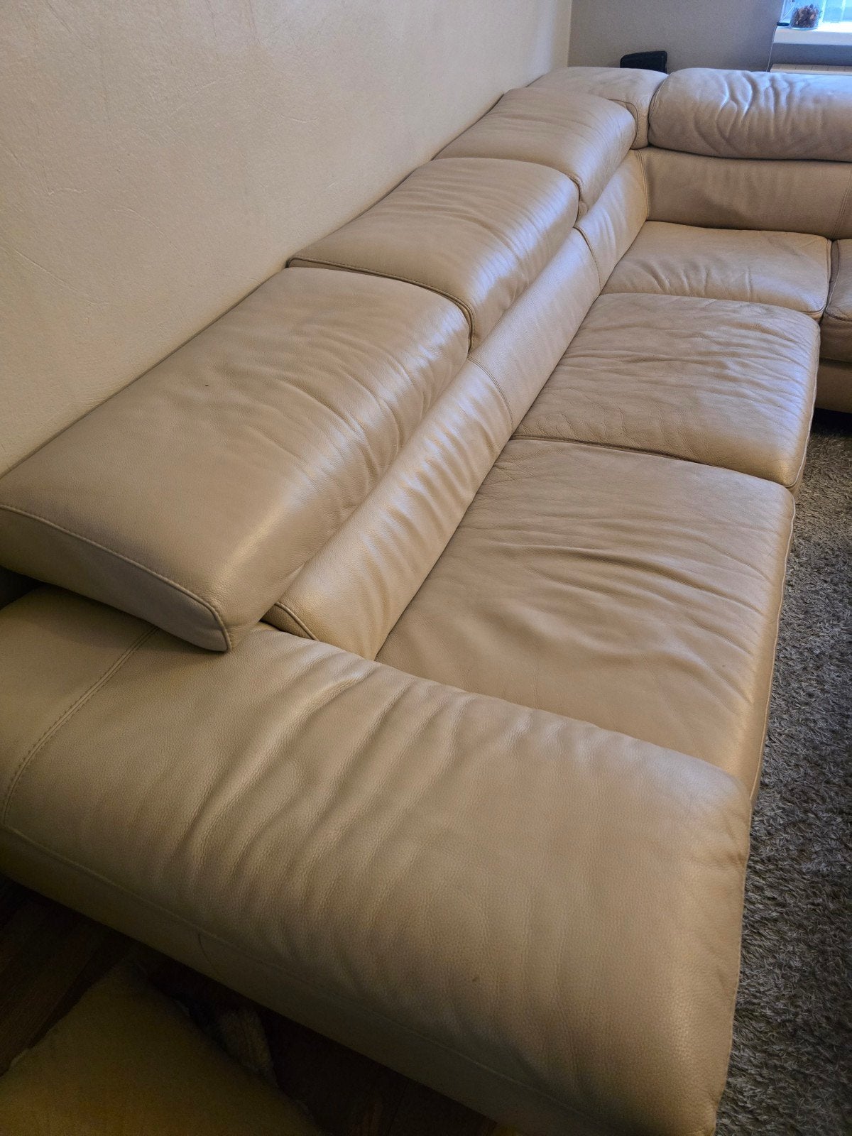 hoekbank leder beige, Huis en Inrichting, Ophalen
