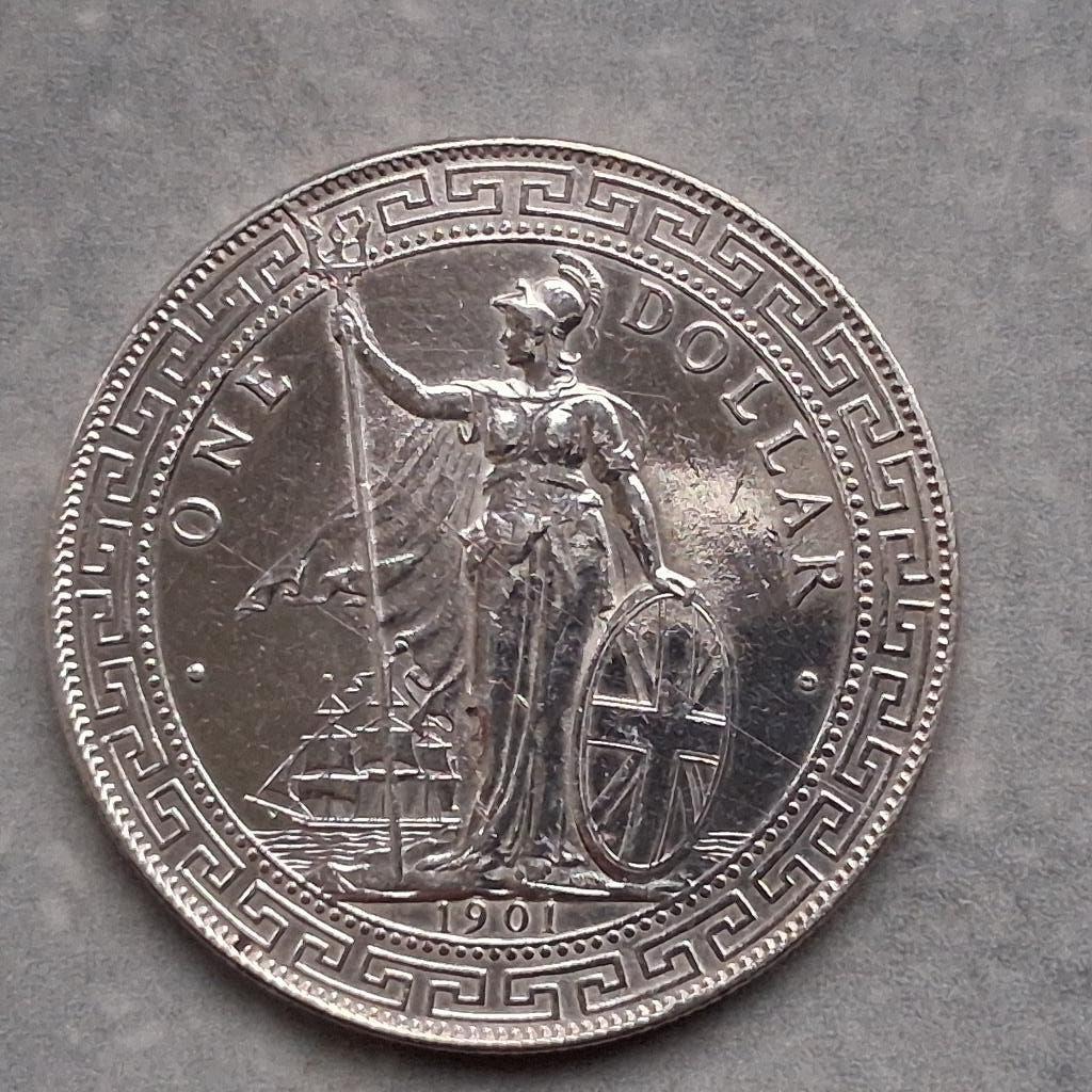 Trade Dollar 1901 B Engeland  zilver, Verzenden, Zilver