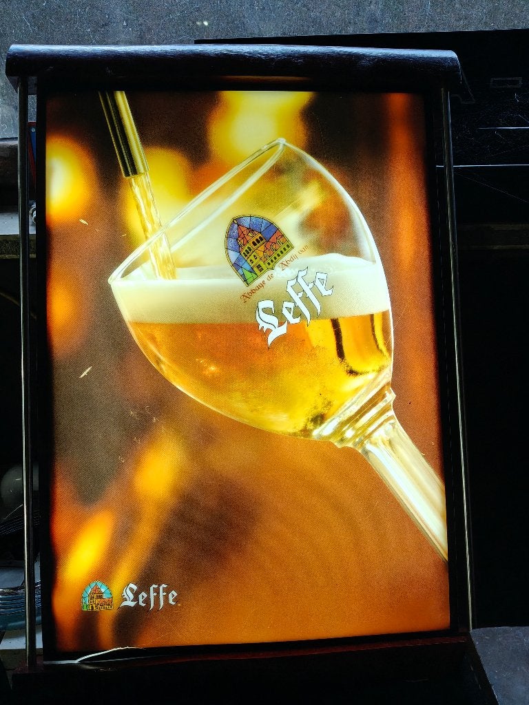 Verlicht reclamebord Leffe, Verzamelen, Ophalen, Gebruikt, Reclamebord