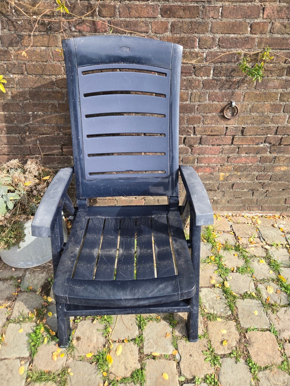 Blauwr tuinstoelen plastiek 4 stuks, Tuin en Terras, Ophalen, Gebruikt, Plastic, Inklapbaar