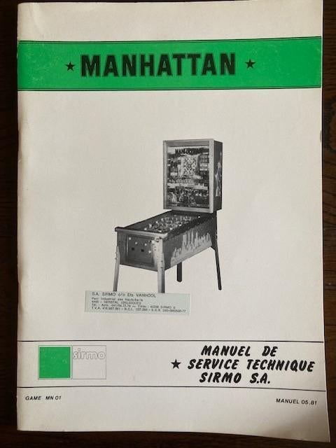 BINGO SIRMO MANHATTAN MANUEL 05.81 MANUEL DE SERVICE, Verzamelen, Automaten | Gokkasten en Fruitautomaten, Ophalen of Verzenden