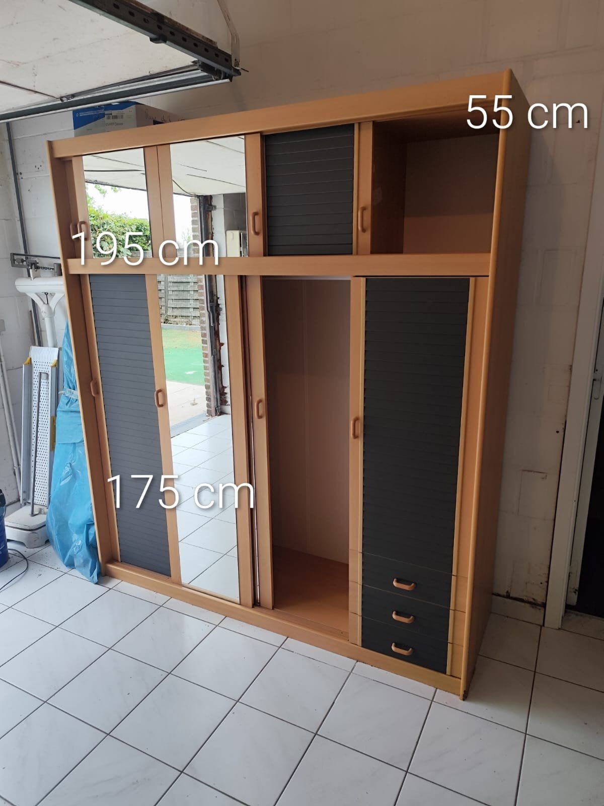 Armoire, 4 portes mixte penderies, tiroirs et planches, Maison & Meubles, Enlèvement, Utilisé, 50 à 75 cm, 150 à 200 cm