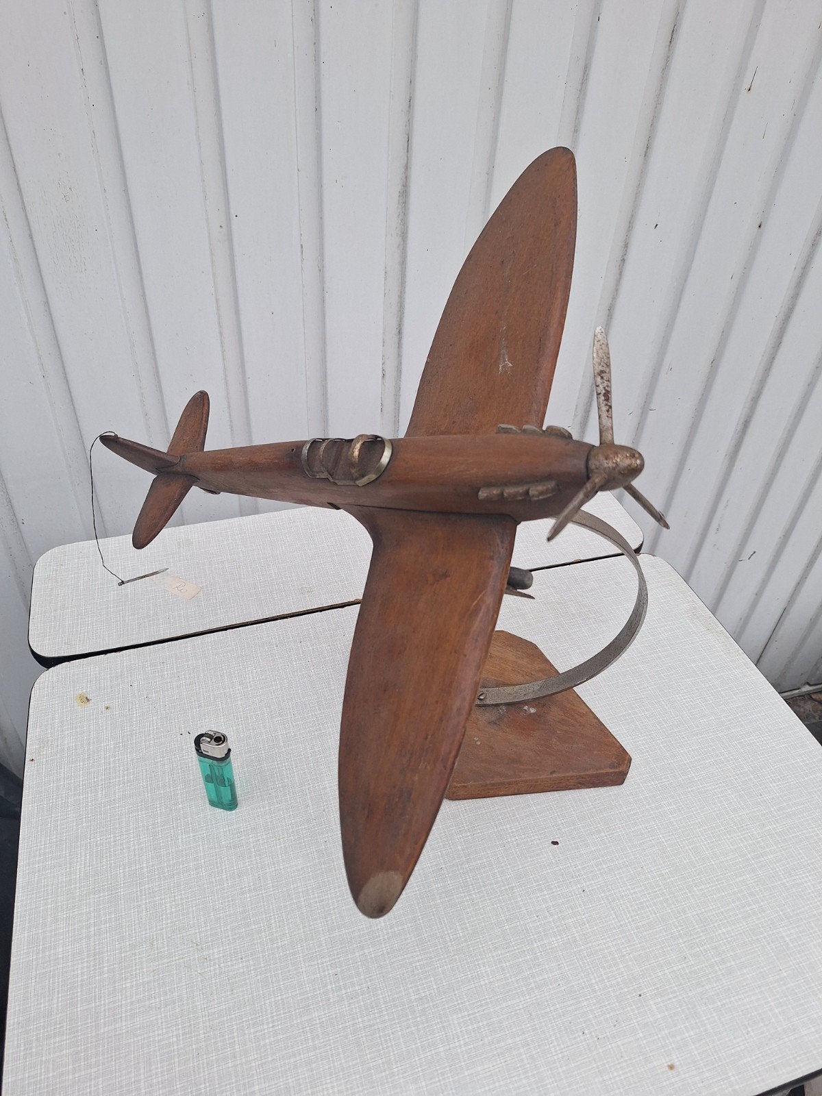 maquette bois et métal avion spitfire ww2. artisanat  fait m, Collections, Enlèvement ou Envoi, Autres