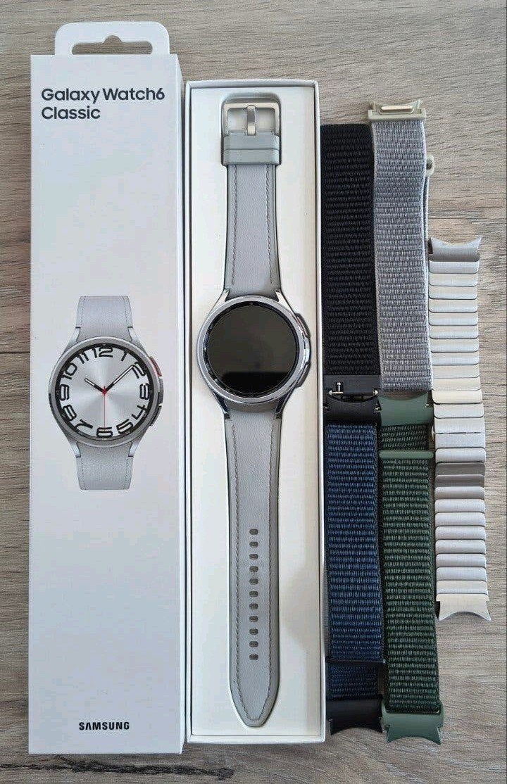 Samsung Galaxy Watch Classic 6 Zilver 47mm extra 5 armband, Ophalen of Verzenden, Zilver