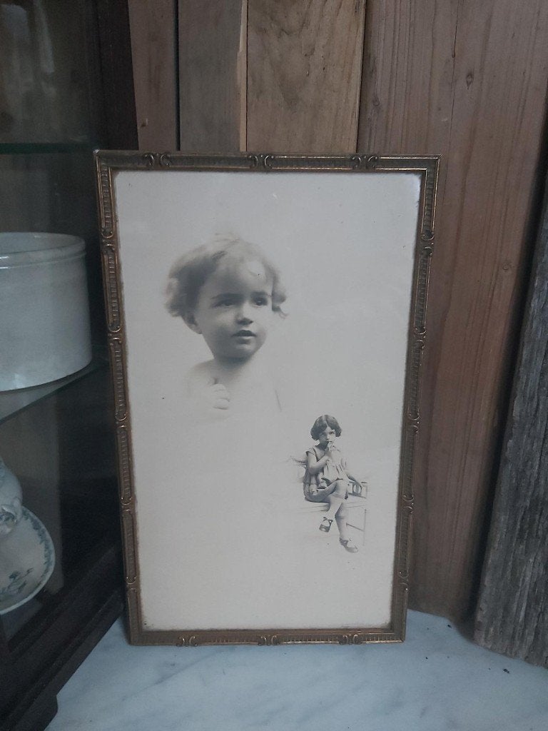 Mooie grote oude fotolijst met glas en prachtige foto, Ophalen of Verzenden