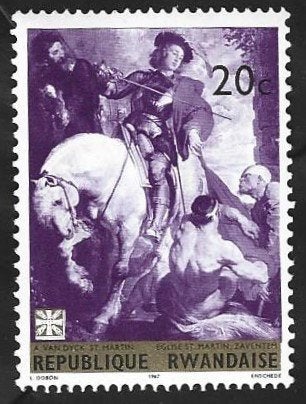1 Postzegel Rwanda 1967 Schilderijen 15-17de eeuw, Enlèvement ou Envoi, Autres pays, Non oblitéré