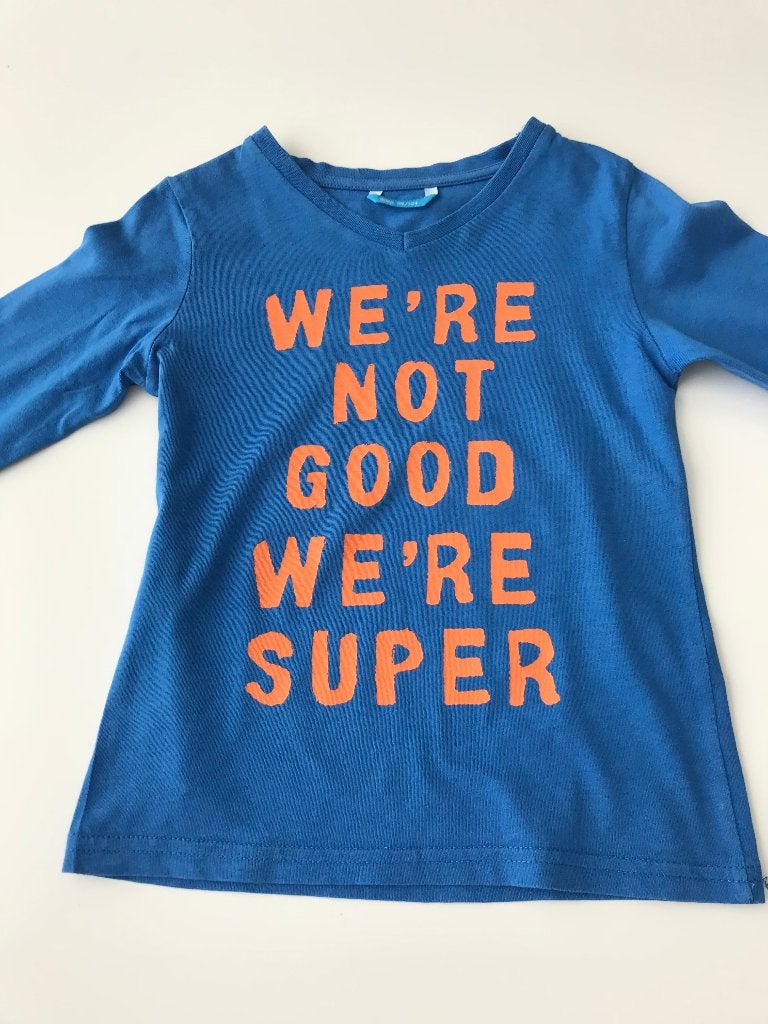 Blauwe t-shirt/longsleeve maat 98/104, Kinderen en Baby's, Kinderkleding | Maat 104, Ophalen of Verzenden, Zo goed als nieuw, Shirt of Longsleeve