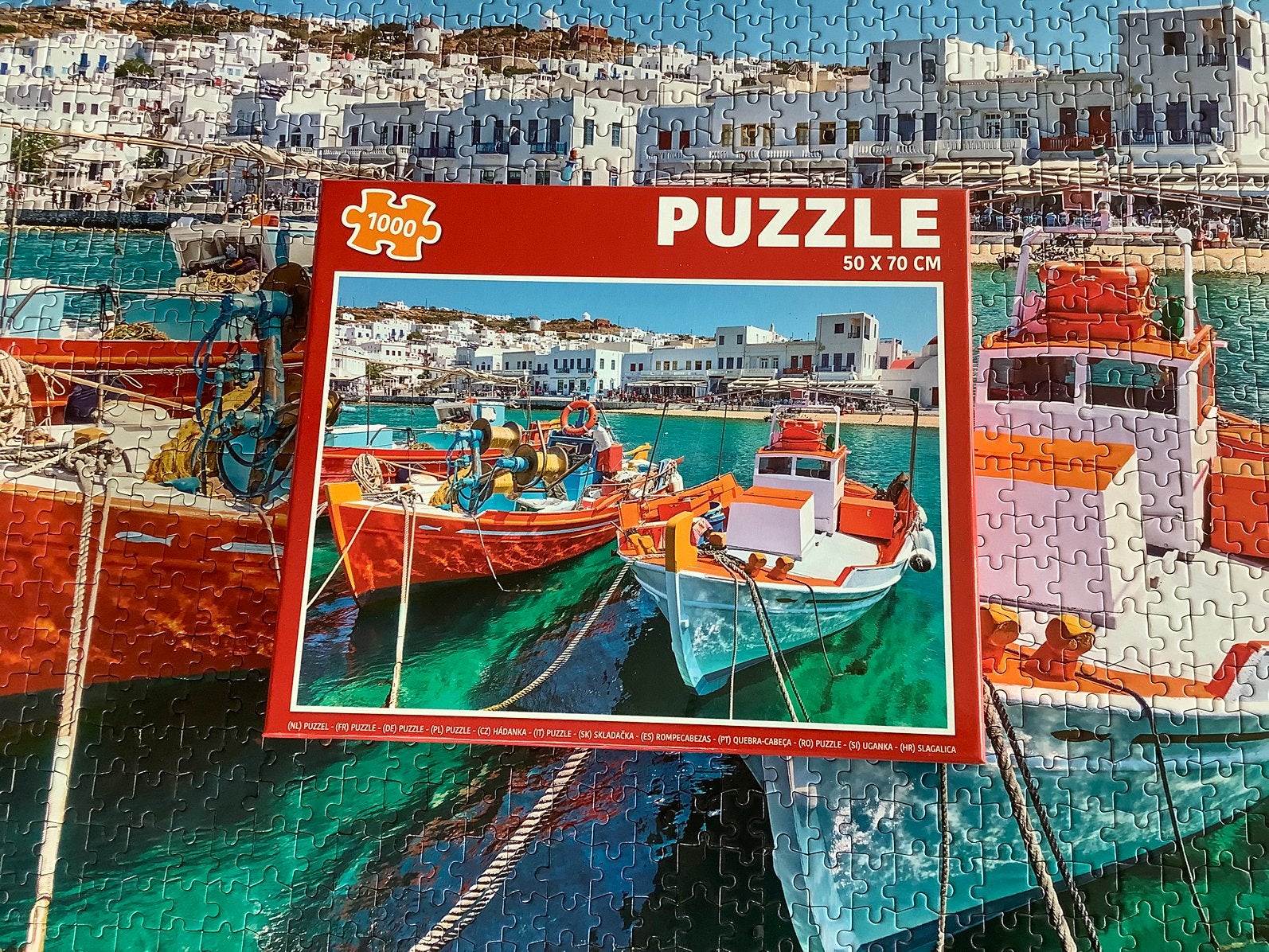Puzzle 1000 pièces Port de pêche 50 x 70 cm, Hobby & Loisirs créatifs, Sport cérébral & Puzzles, Enlèvement, 500 à 1500 pièces