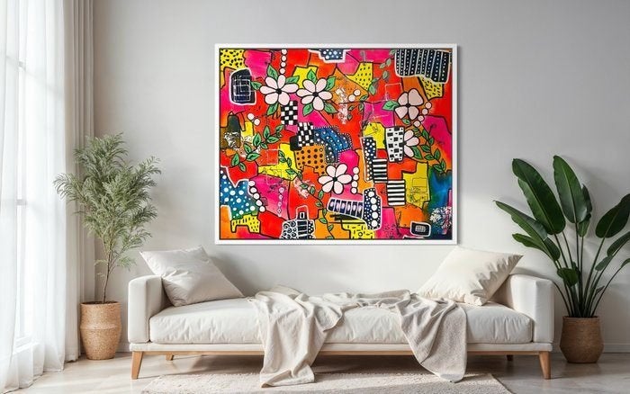 Schilderij, Enlèvement ou Envoi, Peinture acrylique, Signé, Fleurs