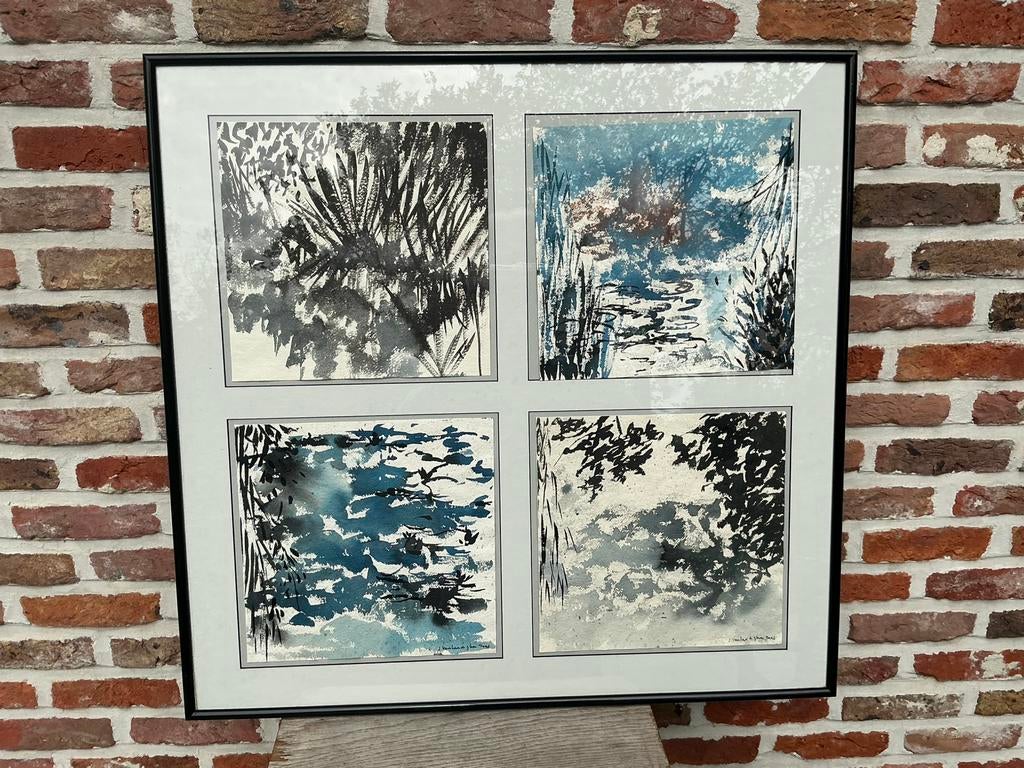 (J)oëlle Van Landeghem °1947+2011-4 aquarellen 69x71/2007, Antiek en Kunst, Kunst | Schilderijen | Modern, Ophalen