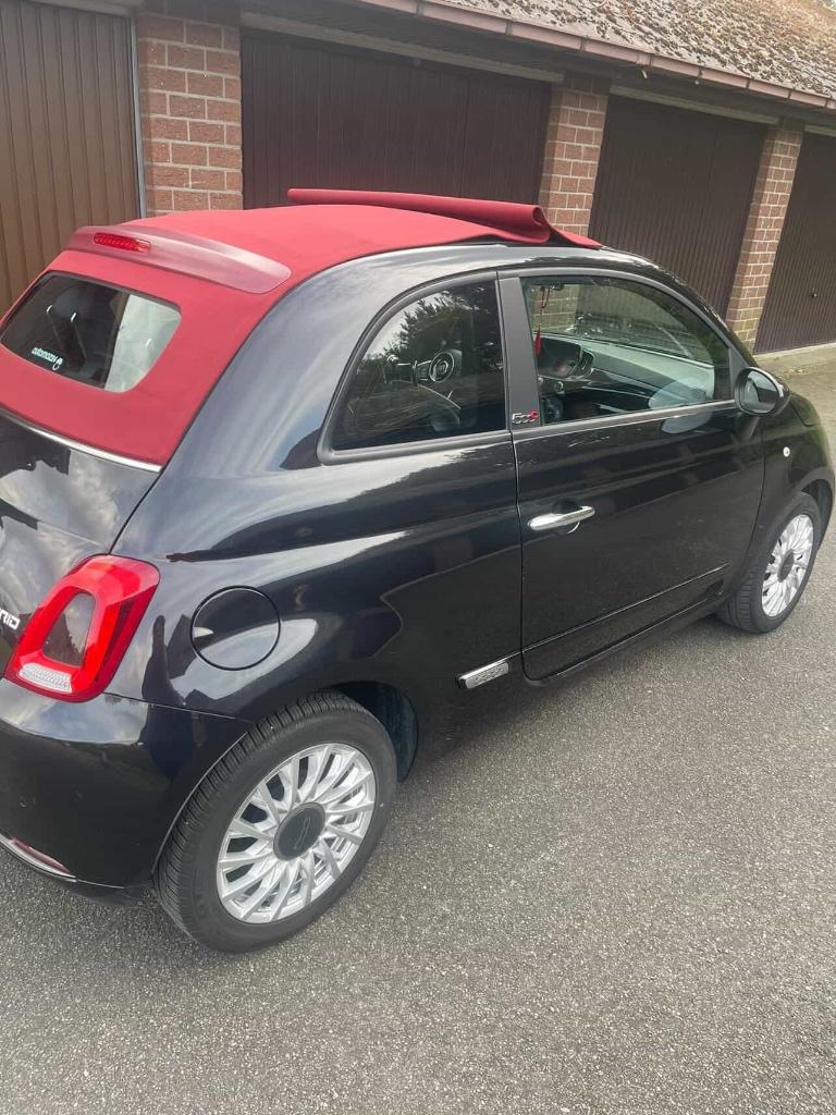 Fiat 500c cabrio hybride 2021, Auto's, Stof, Cabriolet, Zwart, Grijs