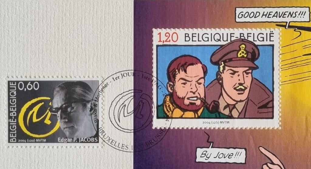 Blake Mortimer FDS Belgique 2004, Timbres & Monnaies, Oblitéré, Sans enveloppe, Affranchi, Oblitération 1er jour