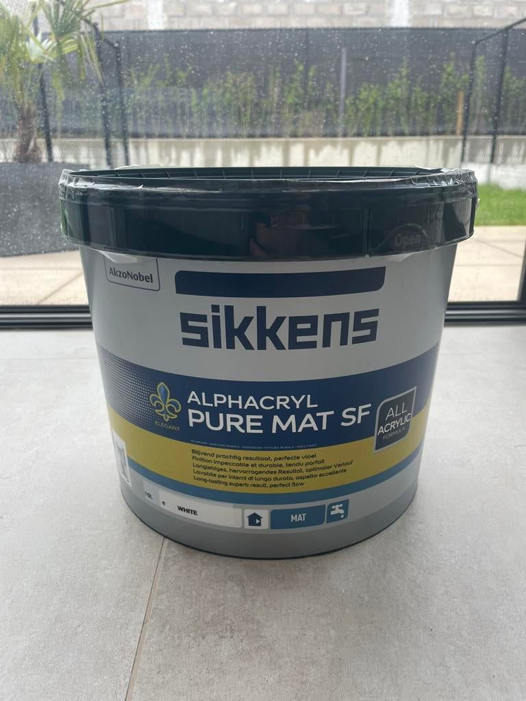 Sikkens Alphacryl Pure Mat SF (Wit/10L), Wit, Ophalen of Verzenden, 10 tot 15 liter, Verf