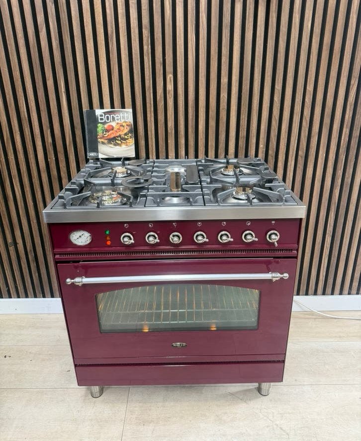 Mooie Bordeaux rode Boretti Fornuis 80 cm (Gratis bezorgen), Electroménager, Cuisinières, Gaz, Classe énergétique A ou plus économe