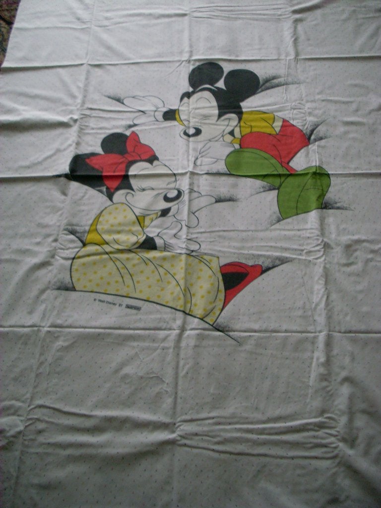 Mickeymouse bedset (kussen en overtrek), Gebruikt, Hoeslaken of Sloop, Ophalen of Verzenden, Kinderbed
