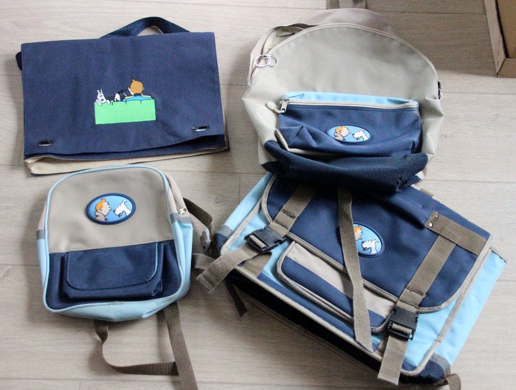 4x cartable sac à dos Tintin Hergé Kuifje boekentas rugzak, Envoi, Tintin, Utilisé