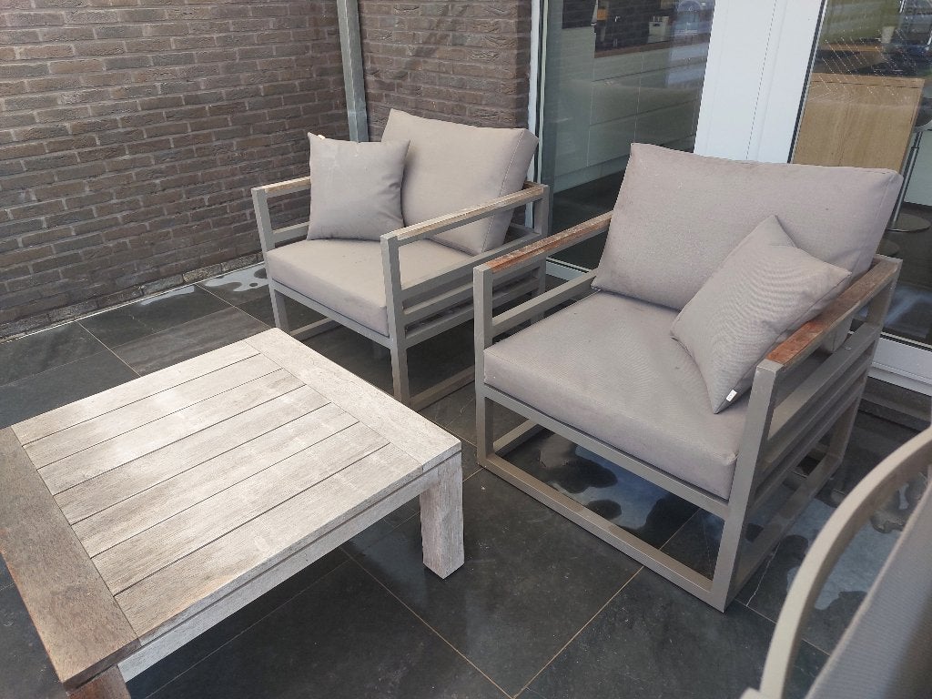 tuinmeubelset, Tuin en Terras, Tuinsets en Loungesets, Ophalen, 4 zitplaatsen, Aluminium, Zo goed als nieuw