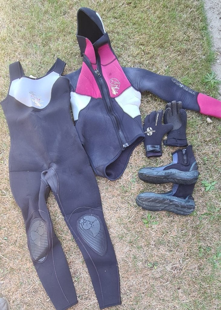 Duikpak handschoenen duiklaarzen palmen, Ophalen, Gebruikt, Duikpak