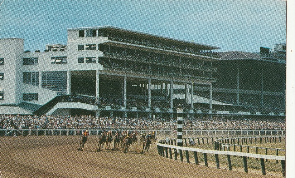 SPORT -  PAARDENRENNEN  in  MONMOUTH PARK ,  OCEANPORT, Verzamelen, Postkaarten | Themakaarten, Verzenden, Gelopen, Sport en Spel