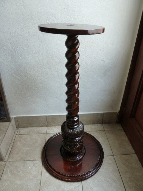 Houten plantenstaander/pied de stalle 85cm hoog diam:28cm, Antiquités & Art, Enlèvement