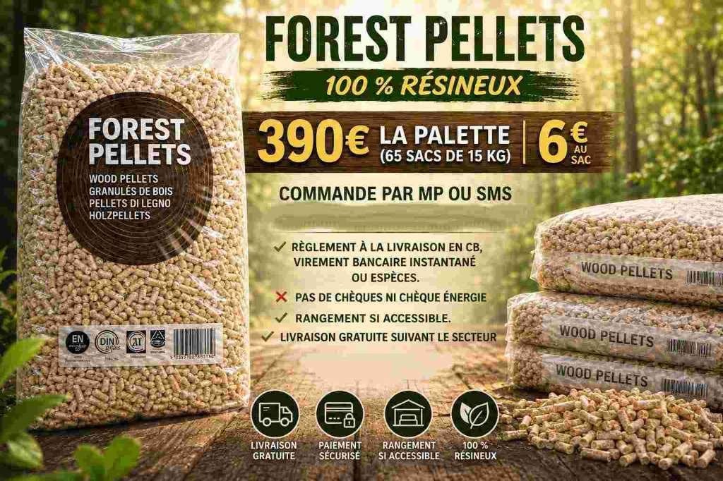 palettes de pellets 100% résineux paiement a la livraison., 6 m³ ou plus, Envoi, Autres essences de bois, Bûches
