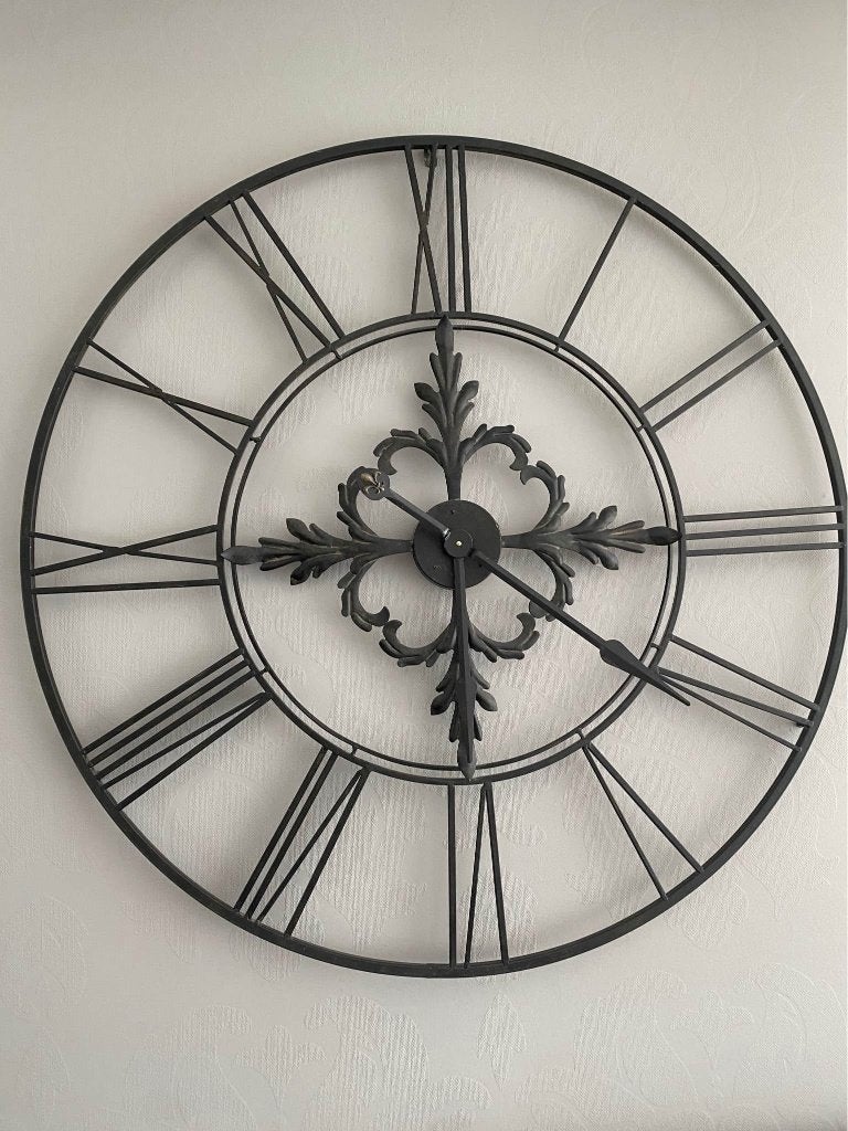Klok decoratie staal - 100cm dm - industrieel, landelijk, Noir, Industriel, Enlèvement, Horloge murale