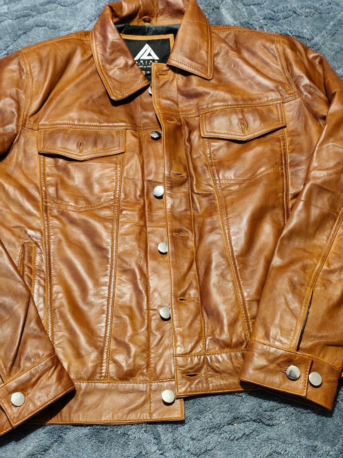 veste cuir homme, taille L neuve, Enlèvement, Neuf, Taille 42/44 (L), Brun