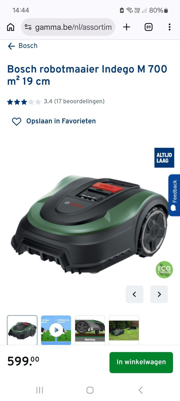 maairobot bosch, Tuin en Terras, Ophalen, Gebruikt
