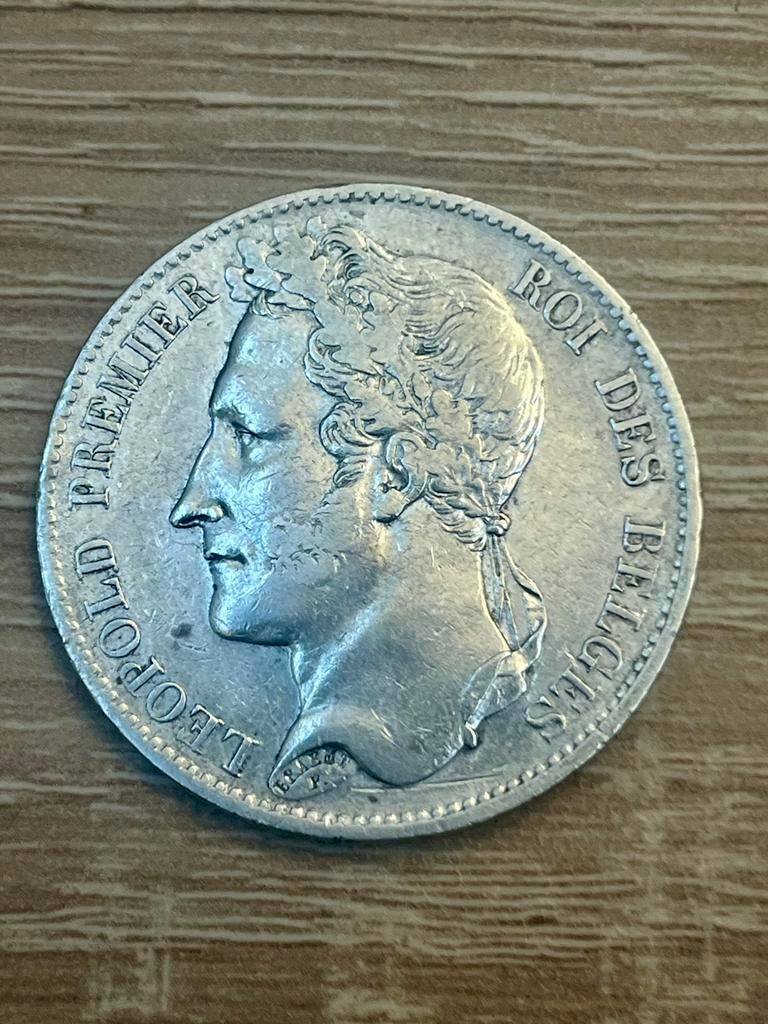 5 Francs 1849 Leopold premier .900 Zilver, Ophalen of Verzenden