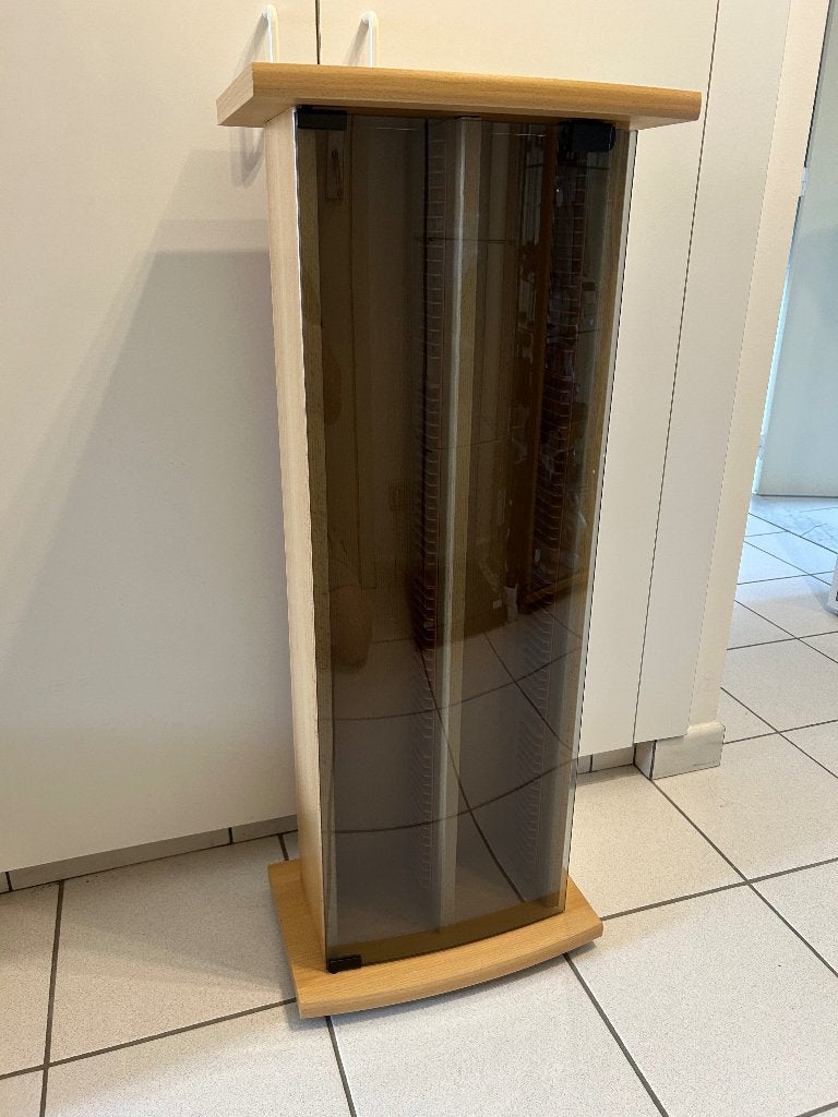 Houten CD-kast met glazen deur – plaats voor 128 CD’s, Enlèvement, Bois, CD, 75 à 150 disques