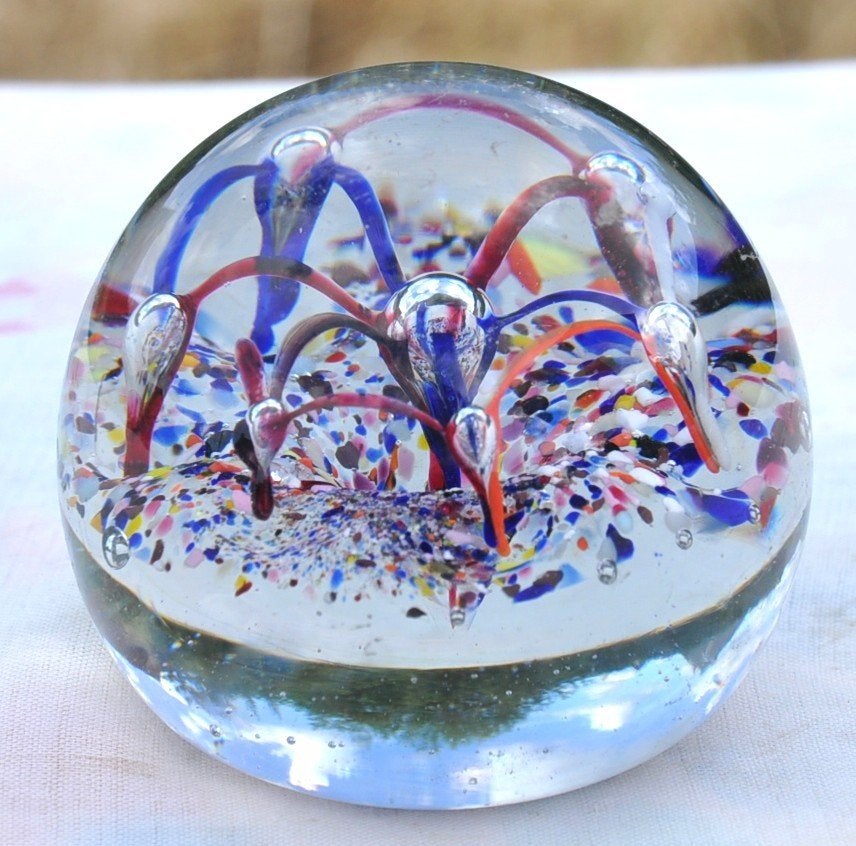 sulfure fond multiflore et arc bleu et bordeau, Ophalen of Verzenden