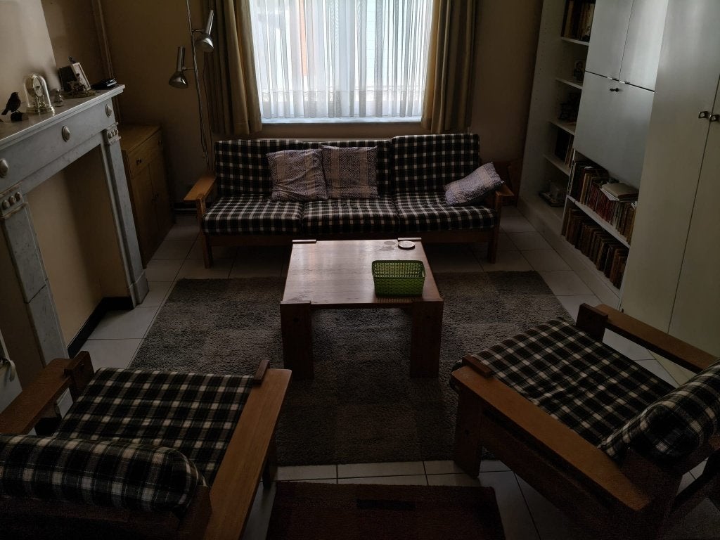 Canapé 3p convertible + 2 fauteuils 1p + table de salon, Enlèvement, Utilisé, Bois, Années 80