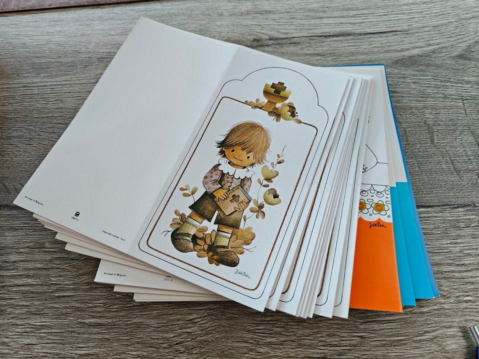Set vintage menukaartjes communie getekend door jaklien moer, Ophalen