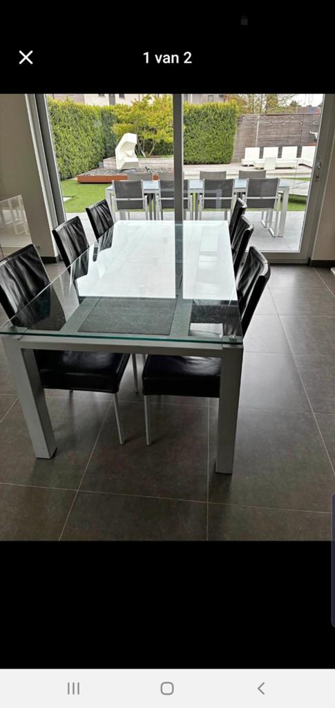 Très belle mais très lourde table à manger avec plateau en v, Enlèvement, Verre