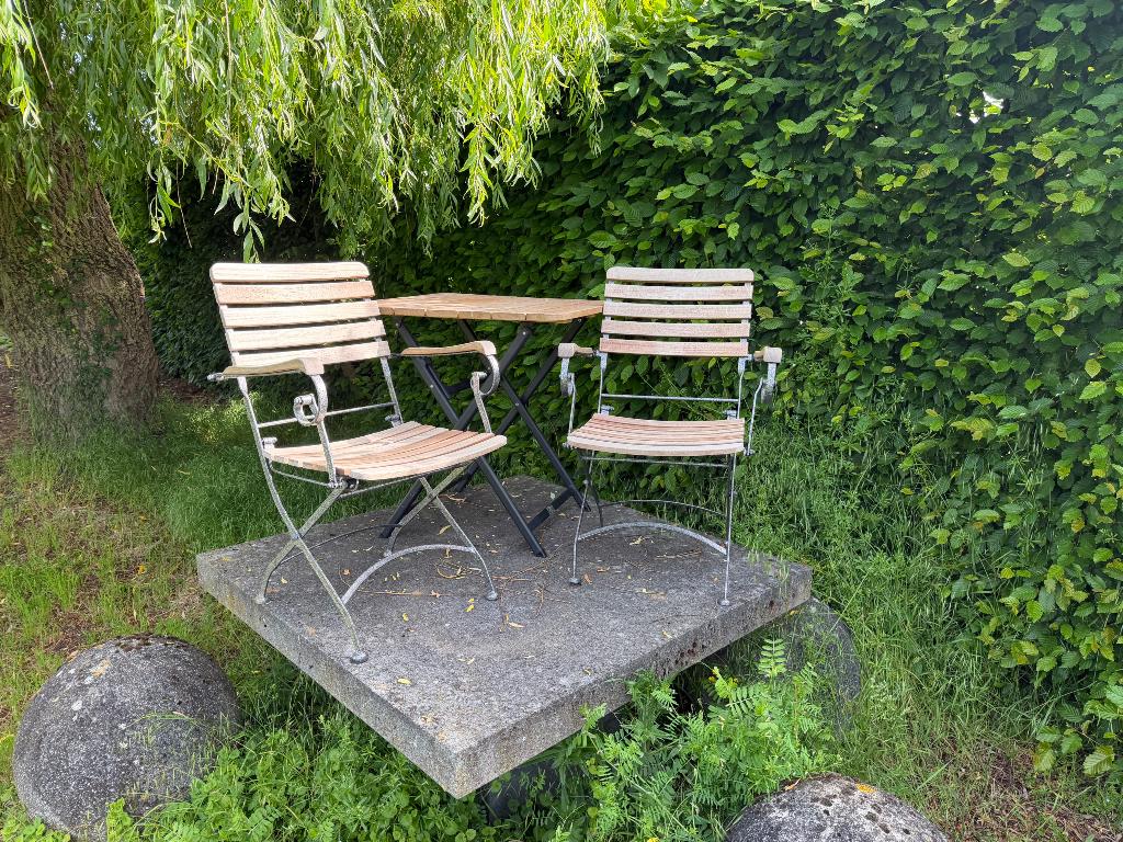 Bistrosetje, Tuin en Terras, Gebruikt, Bijzettafel, Teakhout, Tuinset