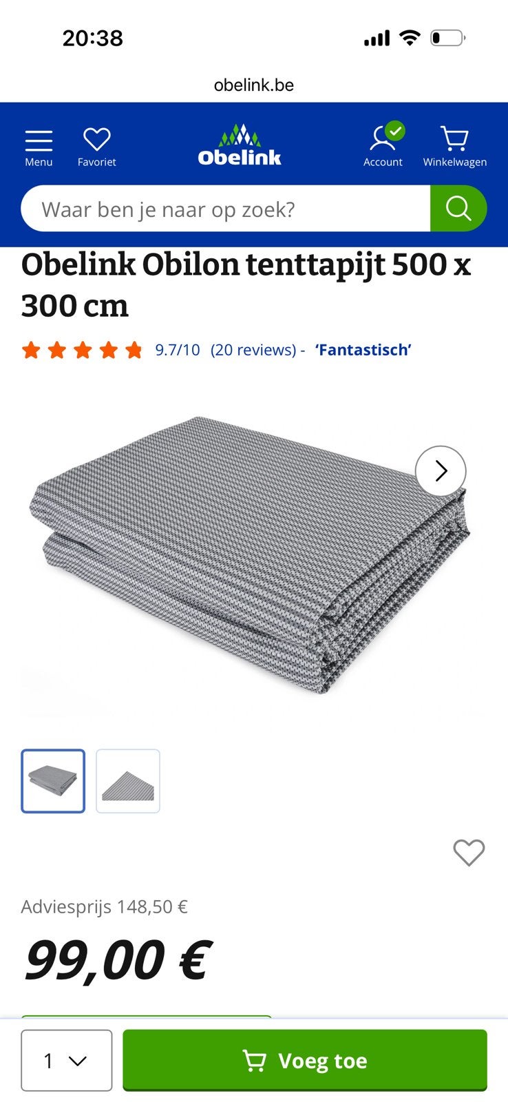 Tapis de tente 3 mètres sur 5, Enlèvement, Utilisé