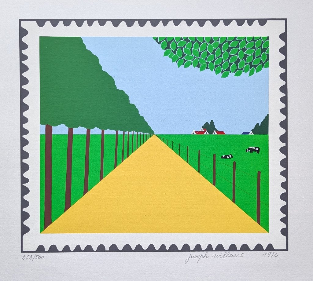 Joseph Willaert - zeefdruk - postzegel, Antiek en Kunst, Kunst | Litho's en Zeefdrukken, Zeefdruk, Ophalen of Verzenden, Landschappen