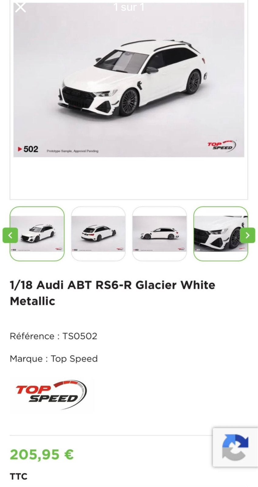 Audi RS6-R ABT 1/18, Ophalen of Verzenden