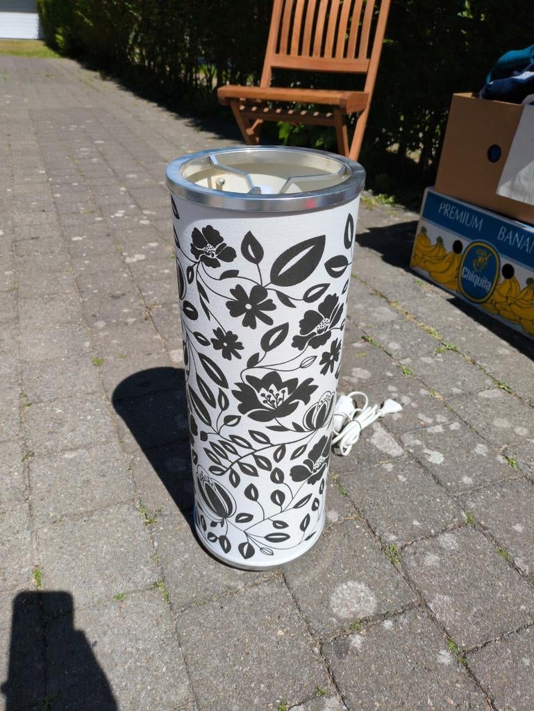 Vintage IKEA tafellamp Anne Nilsson - Zwart/Wit Bloemen, Ophalen
