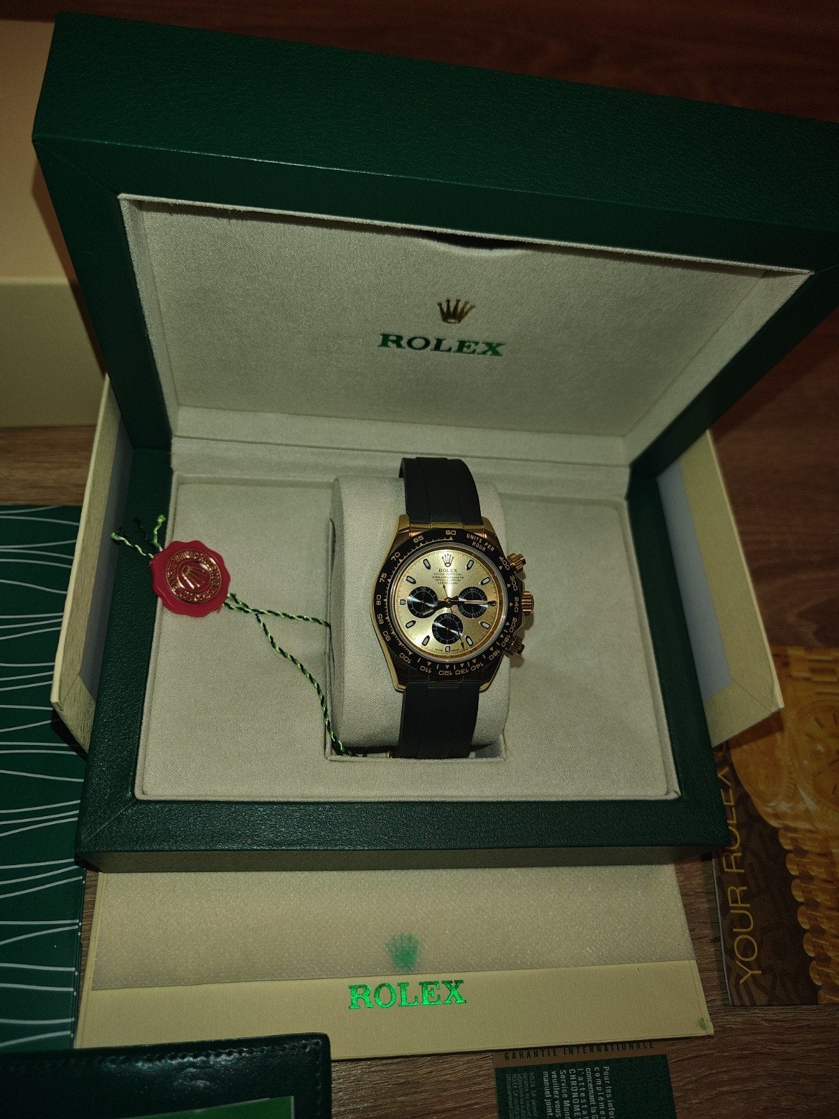 Rolex Daytona Yellow Gold Golden And Black Index Dial Oyster, Ophalen, Rolex, Polshorloge, Nieuw