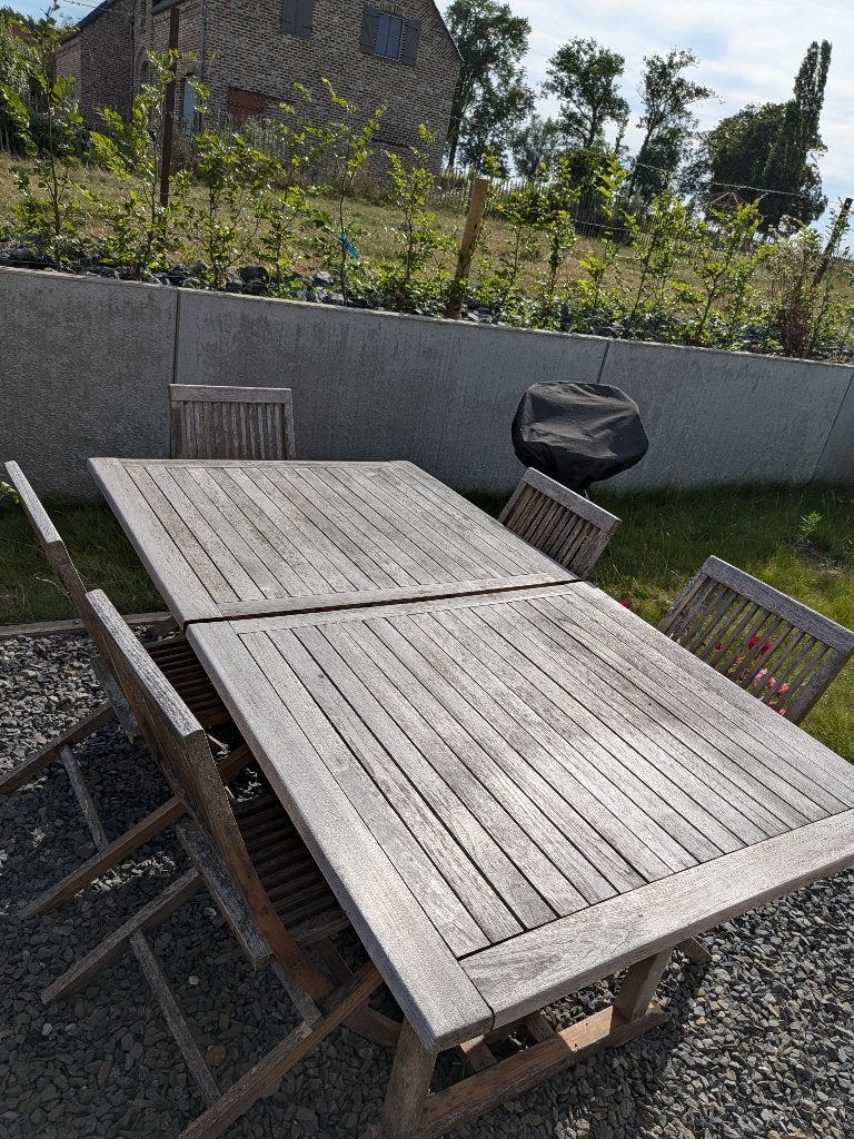 Table jardin + 5 chaises, Tuin en Terras, Tuintafels, Ophalen, Gebruikt, Rechthoekig, Hout