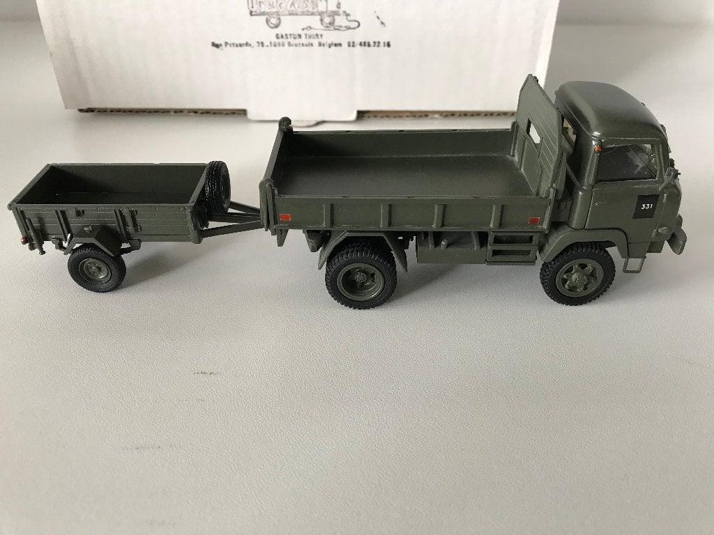 FN BROSSEL MIESSE - CAMION MILITAIRE BELGE + REMORQUE LEVACQ, Envoi, Neuf, Bus ou Camion, Autres marques