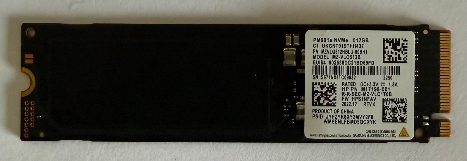 Ssd NVMe 512 gb samsung, Computers en Software, Harde schijven, Ophalen of Verzenden, Gebruikt, SSD