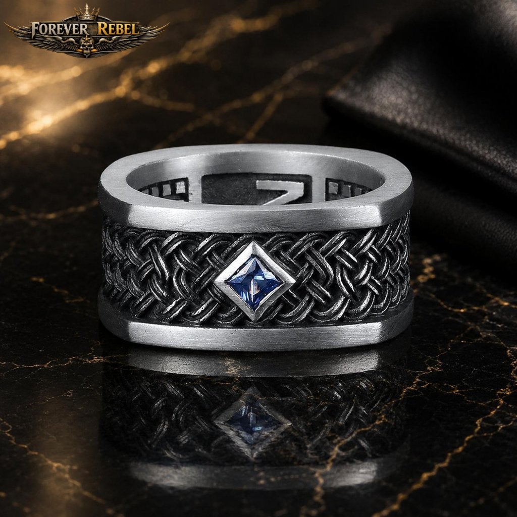 Gridlock Blue - 925 zilver - Diverse maten, Met kristal, Verzenden, Heer, Nieuw