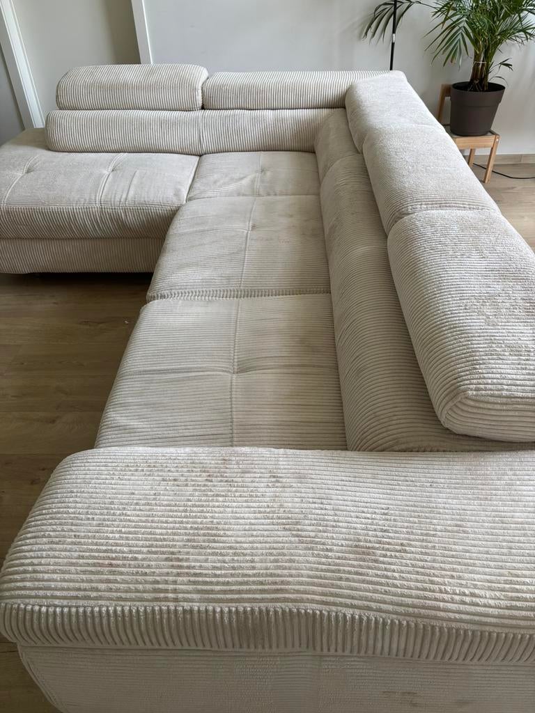 Canapé modulaire en tissu côtelé beige clair, 150 cm ou plus, Quatre personnes ou plus, 150 à 200 cm, Enlèvement